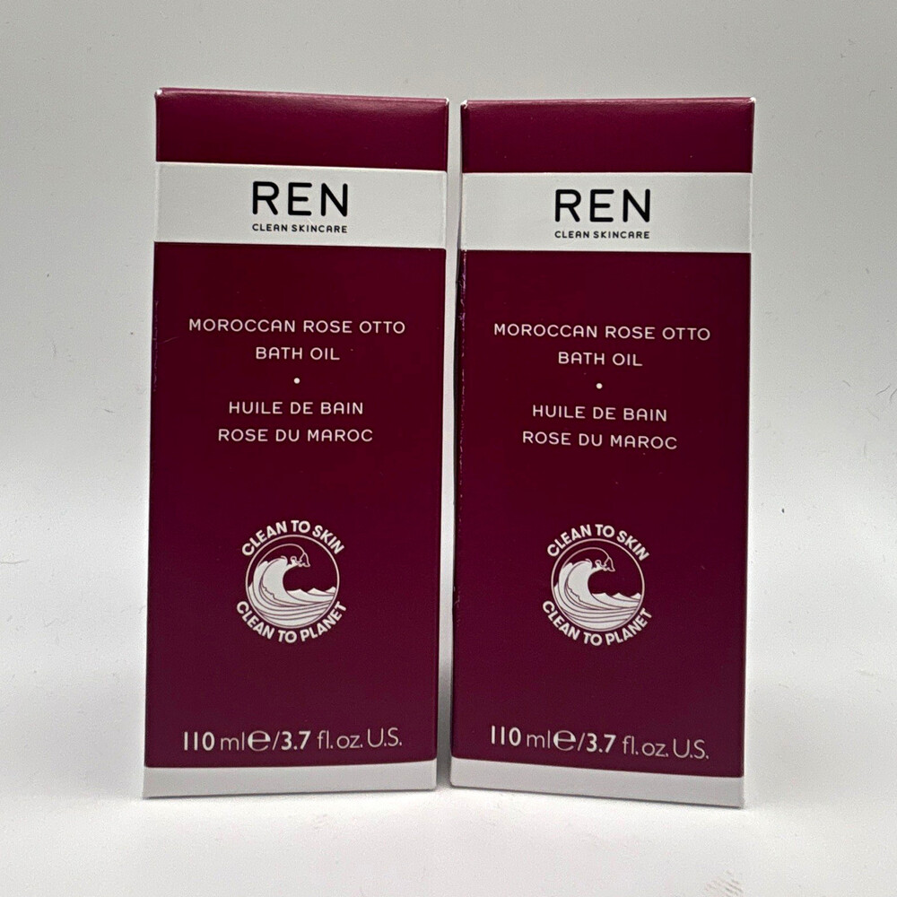REN Clean Skincare Moroccan Rose Otto Bath Oil Vegan 3.7 fl oz (2 Boxes)